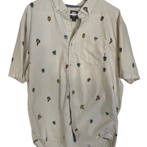 Vans x Marvel Houser Avengers Shirt Mens Sz XL Beige Short Sleeve Button Down